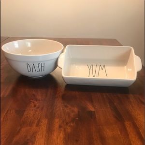 Rae Dunn mixing bowl and baking dish